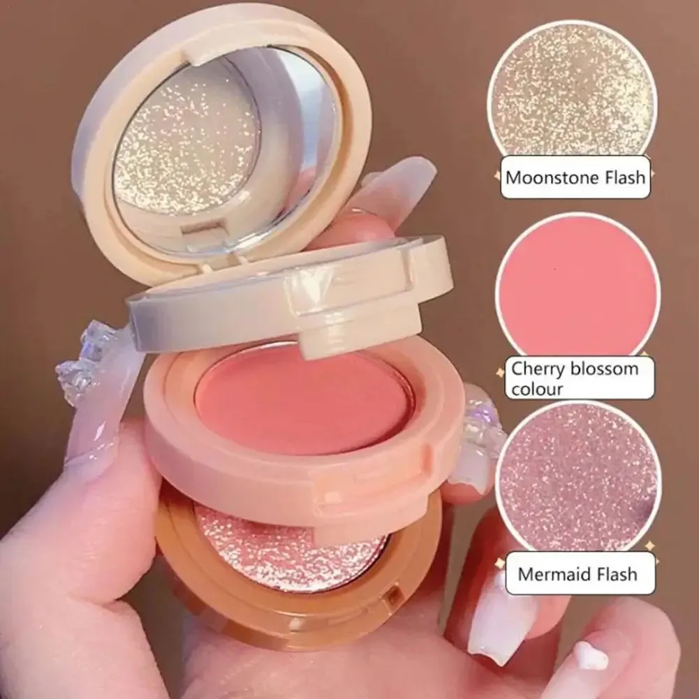 3 In 1 Matte Highlighter Blush Palette Pearly Eyeshadow Face Cosmetics Makeup Female Multifunctional Shiny T0E2 240327