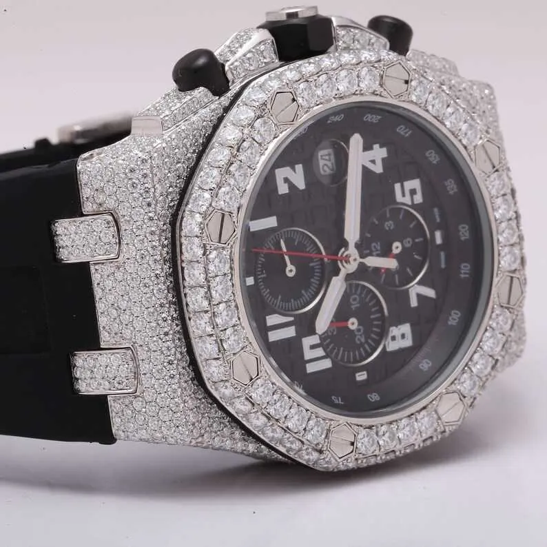 Jóias de hip hop cenário de aço inoxidável gelado VVS Moissanite Diamond Watch