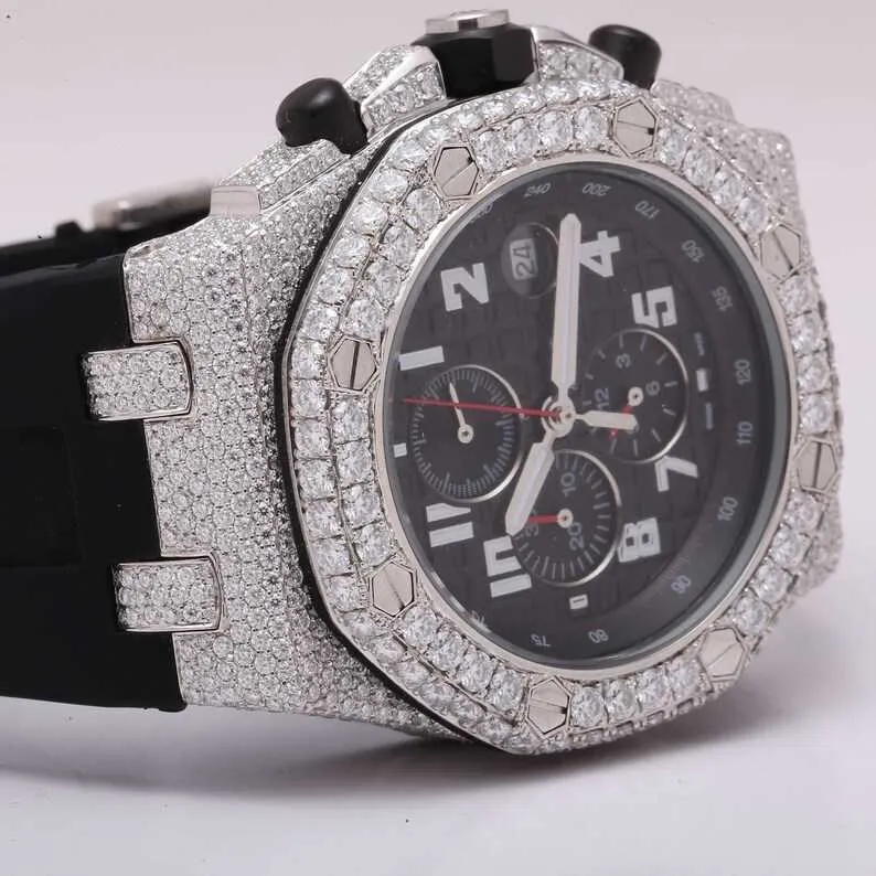 Biżuteria biodra biżuteria ze stali nierdzewnej Ustawienie ręki mrożone w mrożonym vvs moissanite Diamond Watch