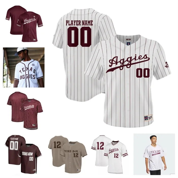 Texas A&M Aggies Mens Baseball Replica Team Name Number Jersey