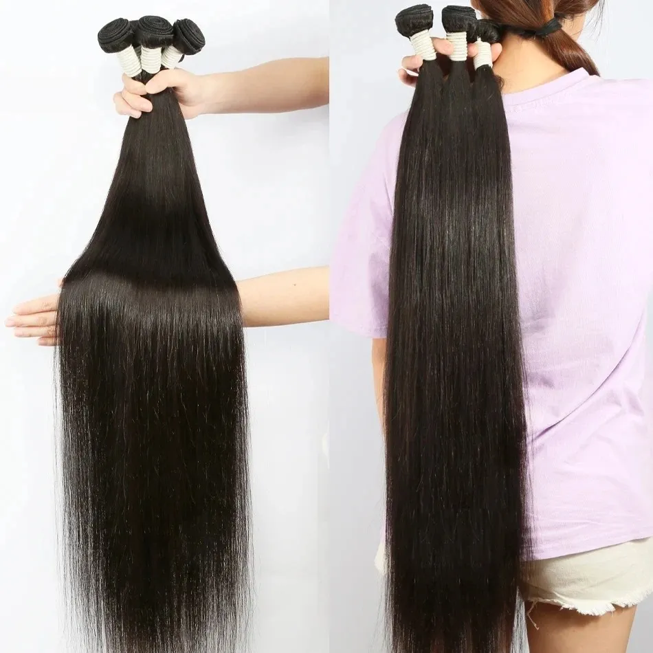 중독성 30 40 인치 뼈 스트레이트 인간 머리 묶음 브라질 3 4 묶음 Raw Virgin Remy Hair Extensions Double Weft 도매