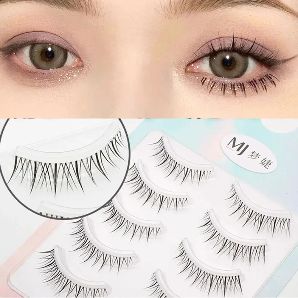 5 Paare koreanischer Stil Falsches Wimpern 3D Transparent STEM Manga Natural Eye Make -up Wimpern Lieferung Großhandel 240318