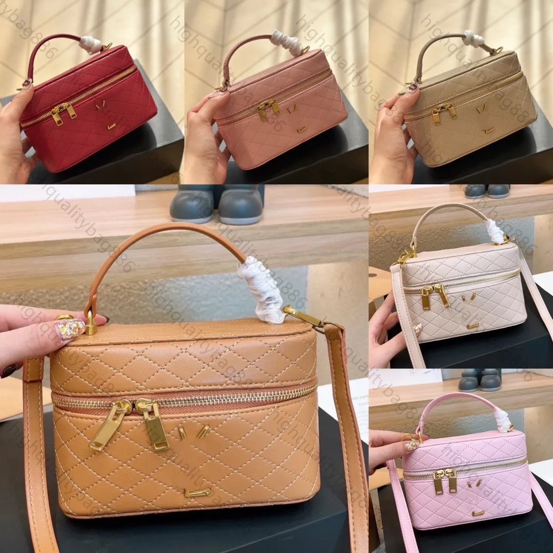 High quality designer bag Woman Box bag fashion Makeup bag Zipper opening and closing Xiaoxiangfengargyle checked sheepskin handbag Crossbody bag Clutch bag