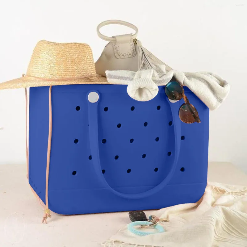 Torby do przechowywania 1PCS Extra duży torba plażowa Summer Eva koszyk kobiet krzemowa z otworami