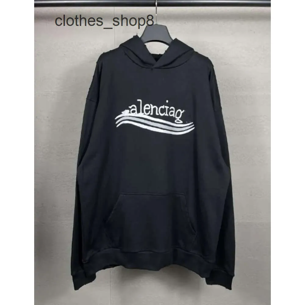 Luźne Balenciigas High Hoodie Sweter Wersja z kapturem z kapturem z kapturem Paris Mężczyźni Swatery Sleeved B Długie rodzina klejek klejek