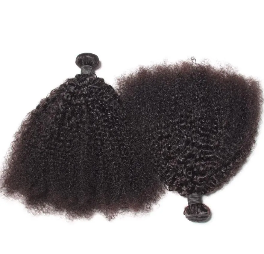 Fasci di capelli umani ricci afro crespi brasiliani Capelli Remy non trattati tesse doppie trame 100gBundle 2bundlelot Estensioni dei capelli8116430