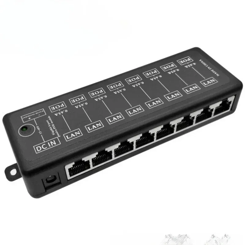 Injetor poe 4 portas 8 portas divisor poe para rede cctv câmera poe alimentação sobre ethernet ieee802.3af 12v-48v ap sem fio