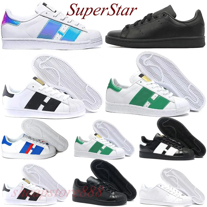 2024 Uomo Donna Superstar Scarpe casual Super star Arcobaleno Bianco Blu Nero Scarpe da ginnastica Low Fashion Flat Trainer Triple Bianco eur 36-45