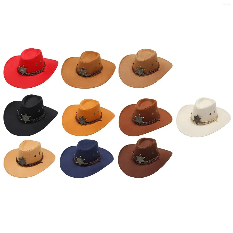 Berets Western Cowboy Chapéu Poliéster Elegante Proteção Solar Sombrero para Mochila Caminhadas Camping Stage Travel