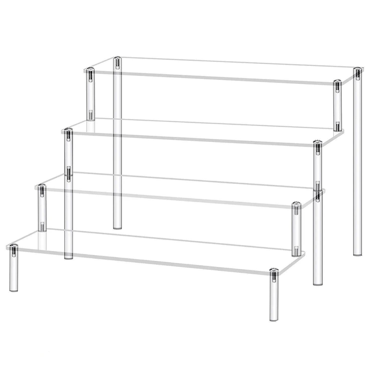 Racks Acrylic Riser Shelf Riser Cupcake Display Stand Collection Organizer Rack för Funko Figurer Parfym Matdesser Holder Cosmetic