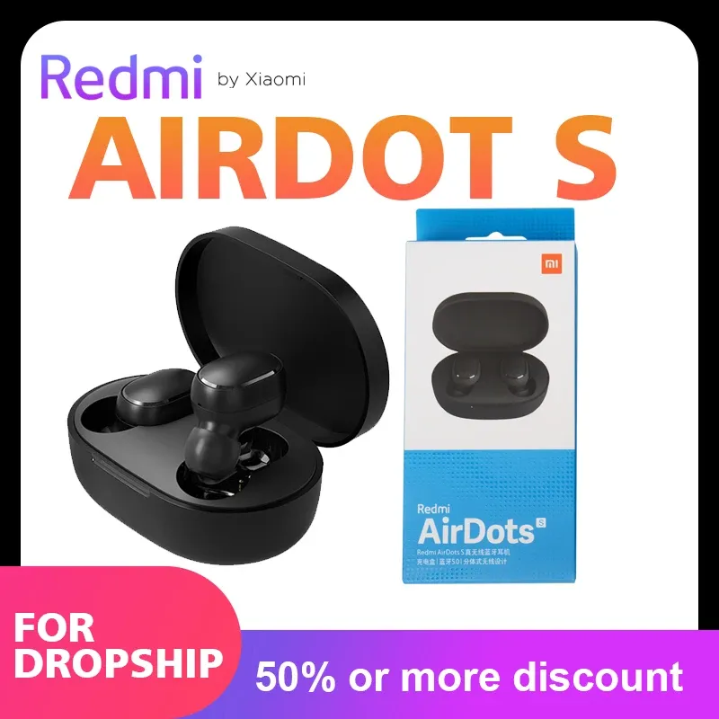 イヤホンXiaomi Redmi Airdots S Bluetooth Earphones Twsヘッドセット充電ケース真のワイヤレスヘッドフォンタッチコントロールイネールイヤホン