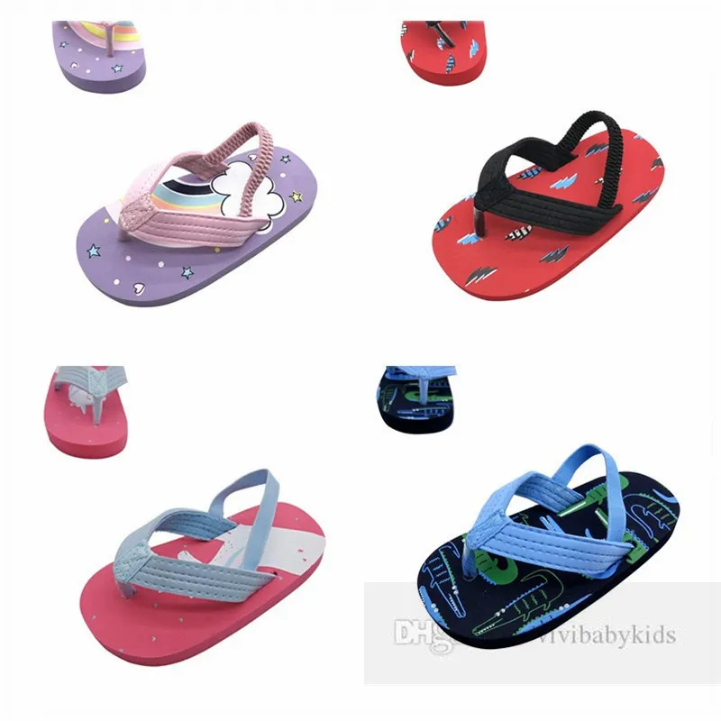 Barn sandaler sommar barn tecknad tryckta skor mode pojkar flickor rand flip flops sandaler småbarn designer skor z7328