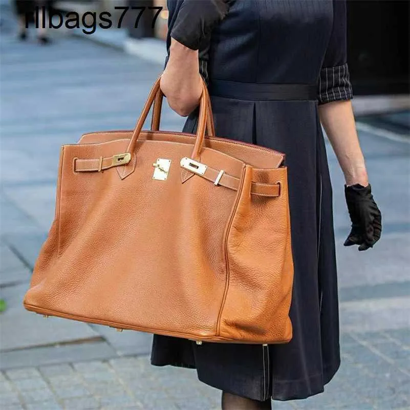 Sac à main de luxe en cuir véritable Bk, édition limitée, bagage de voyage, grand sac à main souple de grande capacité pour hommes et femmes, 50