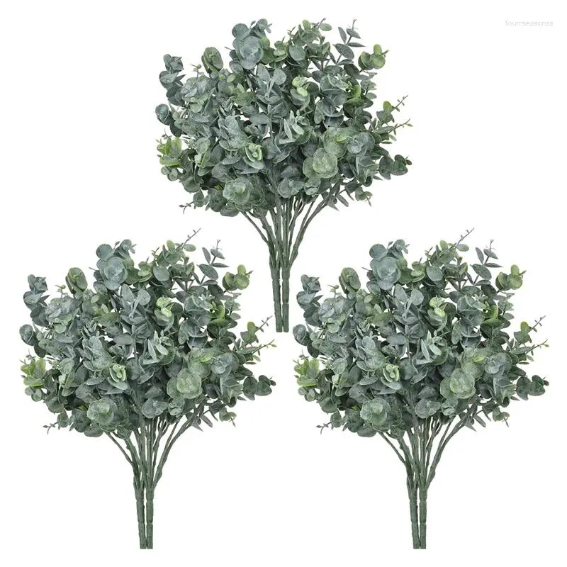 Decorative Flowers 6 Pcs Faux Greenery Artificial Eucalyptus Plants Fake Stems For Vases Home And Jungle Theme Party Decoration