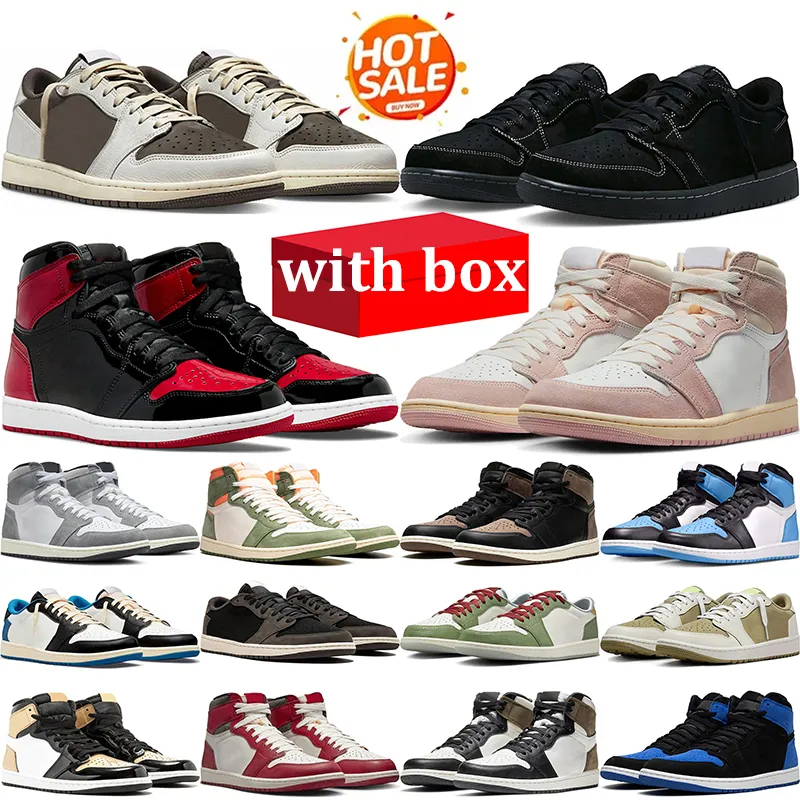 Med Box Black Phantom 1 basketskor 1s Reverse Laney Unc Toe Lost Found Dark Mocha University Blue Light Smoke Grey Outdoor Sports Mens Trainer Sneaker Sneaker