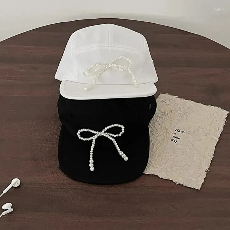 Berets Casual Sport Hat With Pearl Modern Baseball Bow Adjustable Dad Hats For Travel Fitness Workout