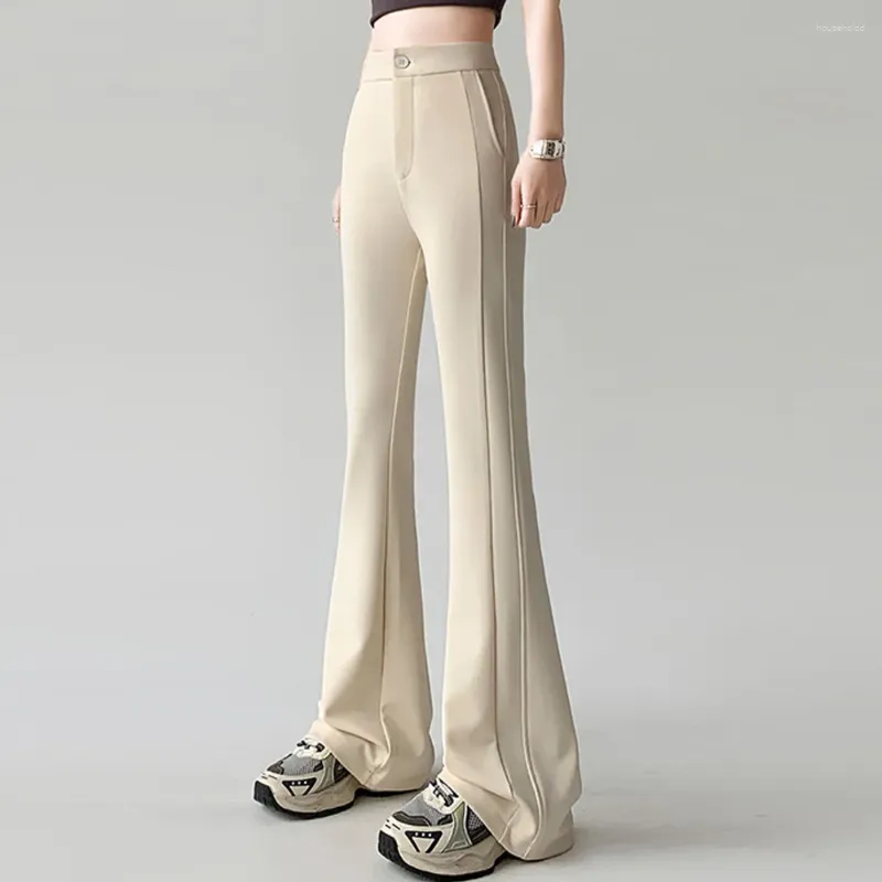 Women's Pants Women Flare Slim High Waist Solid Straight Suit Fashion Casual Streetwear Elastic Sport Long Trousers Femme