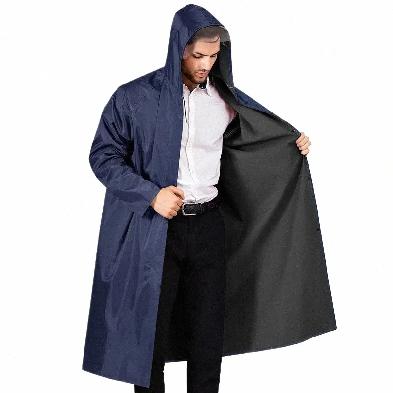 DHgate Vintage Navy Green PVC Waterproof Hooded Trench Coat for Mens Outdoor Adventures Apparel