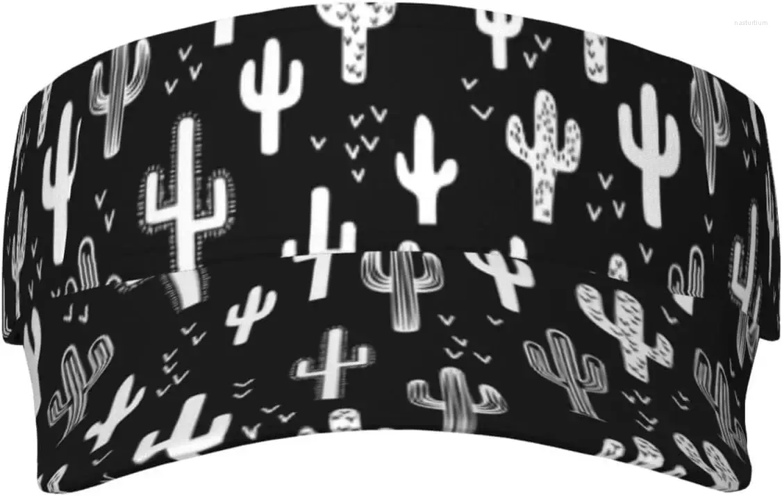 Ball Caps Sport Sun Visor Hat Cactus Floral Tropical Black White Adjustable Cap For Jogging Walking