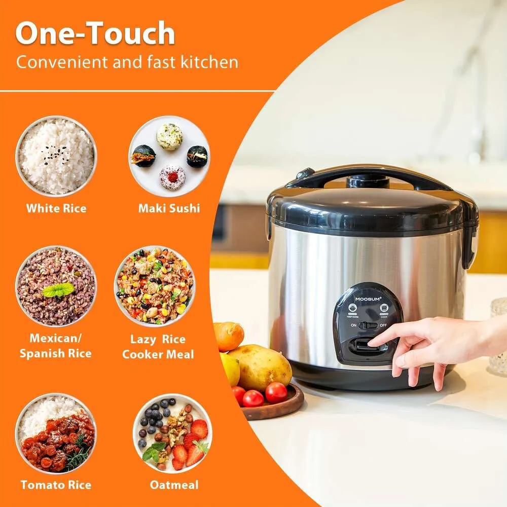 MOOSUM Electric Rice One Touch для азиатского японского риса для суши, 10 чашек сырого/20 чашек приготовленного, быстрая удобная плита с пароваркой, корпусом из нержавеющей стали и