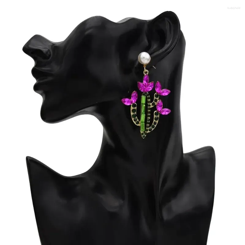 Boucles d'oreilles pendantes pour femmes, grande fille suspendue, longue et mignonne fleur de Cactus, pendentif goutte, bijoux féminins