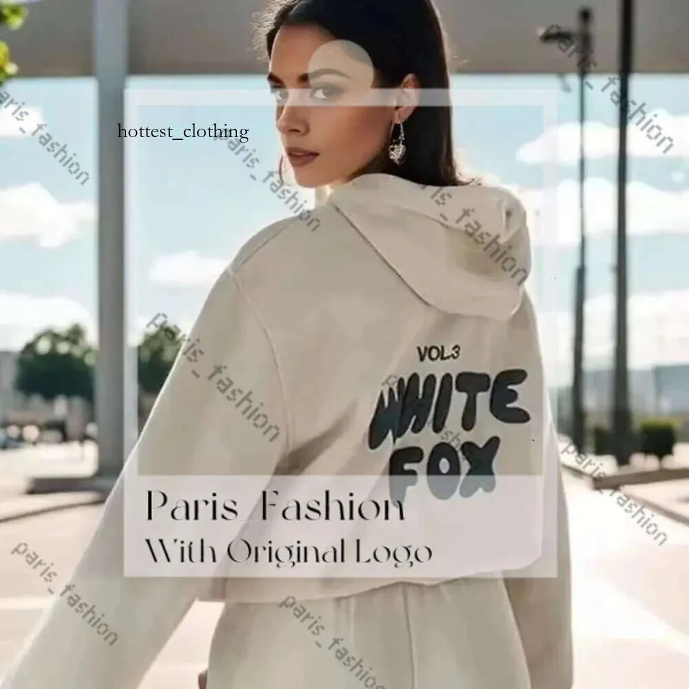 White Foxx Hoodie Designer Projektantki Sportswear Zestaw Kobiet Komórka mężczyzn dla kobiet sportowy długie rękawie z kapturem białe liski bluza biała poprawka 549 771