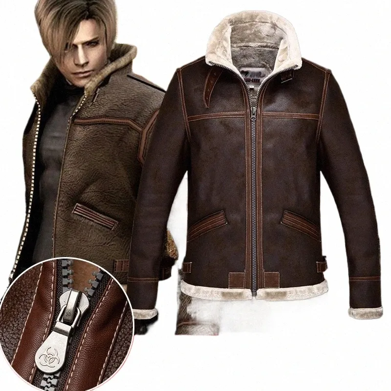 fi Leather Coat Jacket Cosplay PU Faur Jacket Lg-sleeve Winter Outerwear Men Boy men leather jacket 65Bo#