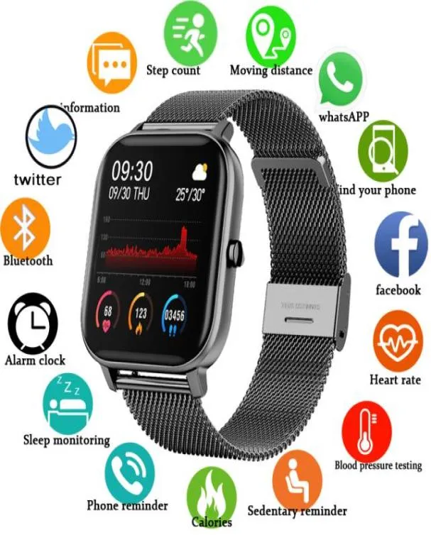 YOSON montre intelligente P8 femmes hommes écran couleur pleine touche Fitness Tracker tension artérielle Passomete Message push montres intelligentes pour Xiao5001537