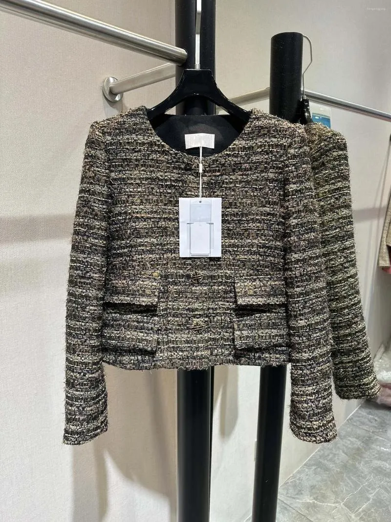 Vestes Femmes Vêtements Femme Vêtements Femme Veste Printemps 2024 Manteau Pardessus Fil d'Or Tissé Tweed Casual