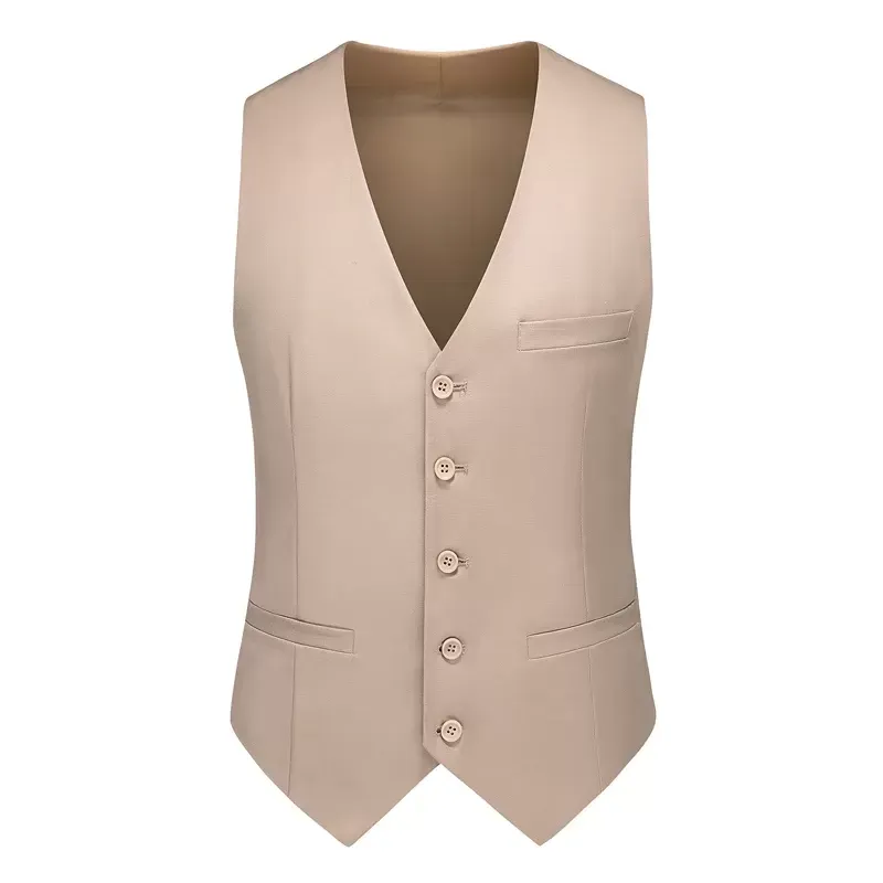 Men's 3 Piece Slim Fit Suit Set - Two-Button Blazer, Vest, And Pants, Polyester-Viscose Blend For Formal Wear