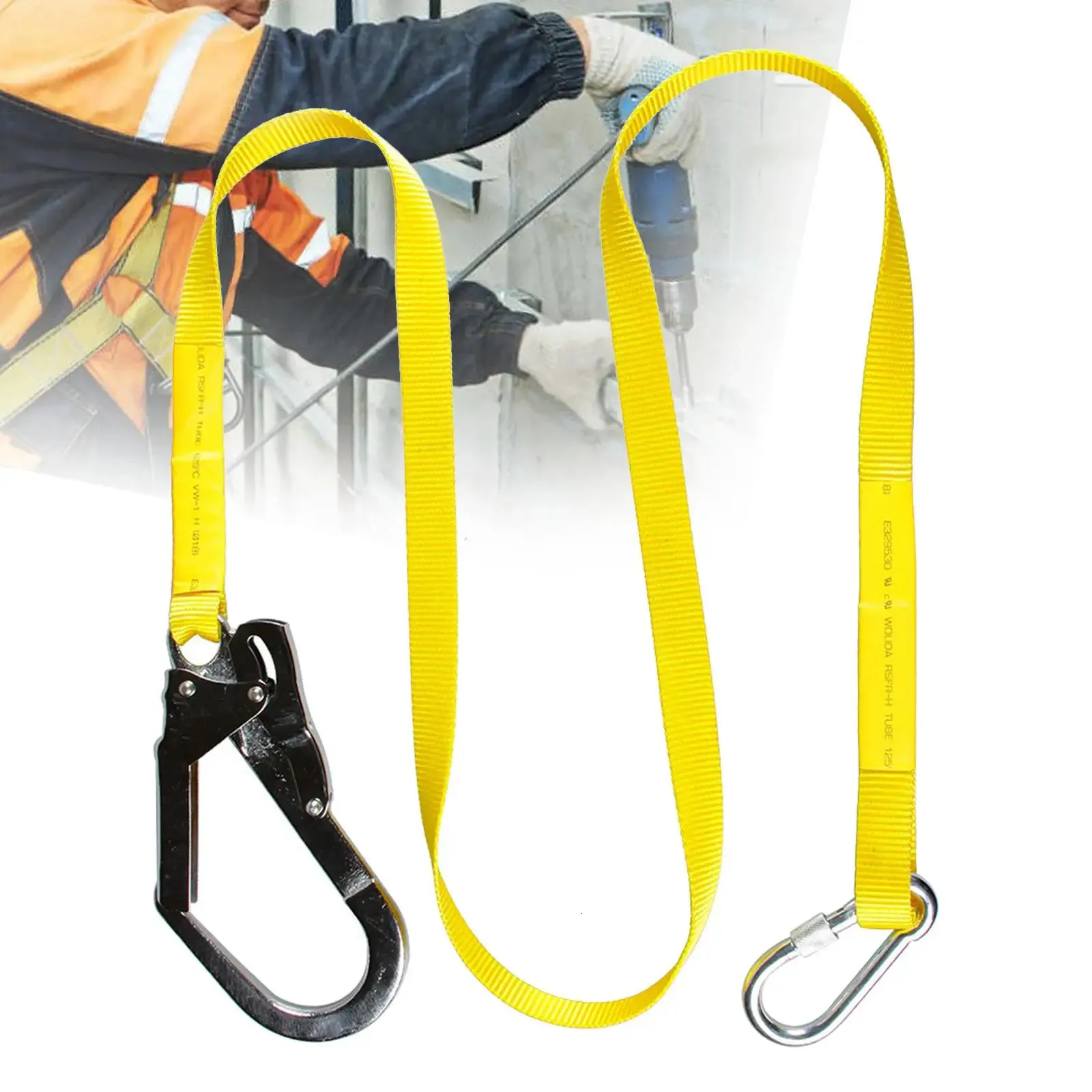 Flat Polyester Strap for Fall Protection Fall Protection Safety Harness Lanyard for Climbing Mountaineering Outdoor Activities