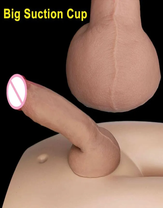 Peau douce sensation réaliste épais grand gode masturbateurs gays Silicone Dick grande ventouse pénis Plug Anal Sex Toy pour hommes femmes1074550234