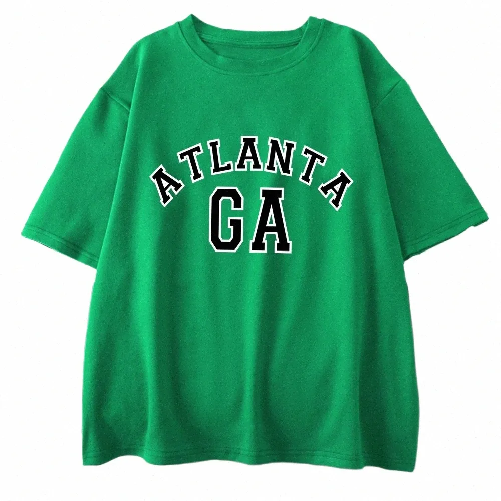 Atlanta Georgia Mektubu Baskılı Erkek Tee Giyim Amerikan Vintage Tops Street Hip Hop Üstler Trend Büyük Boy Erkek Tişörtler M4KT#