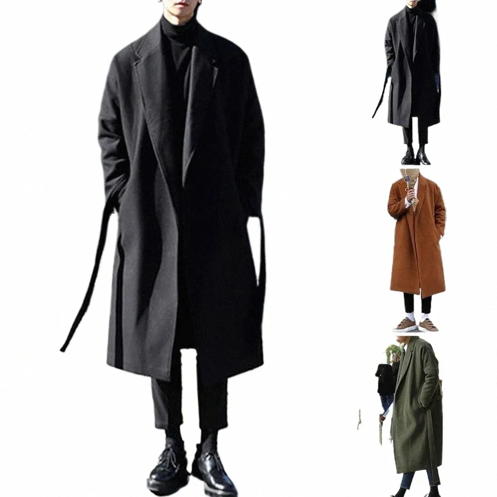 Mężczyźni luźne płaszcz stylowy luźny płaszcz męski na jesienne zimowe biuro wyglądają modny płaszcz z rękawów LG dla nieruchomości za 844d#