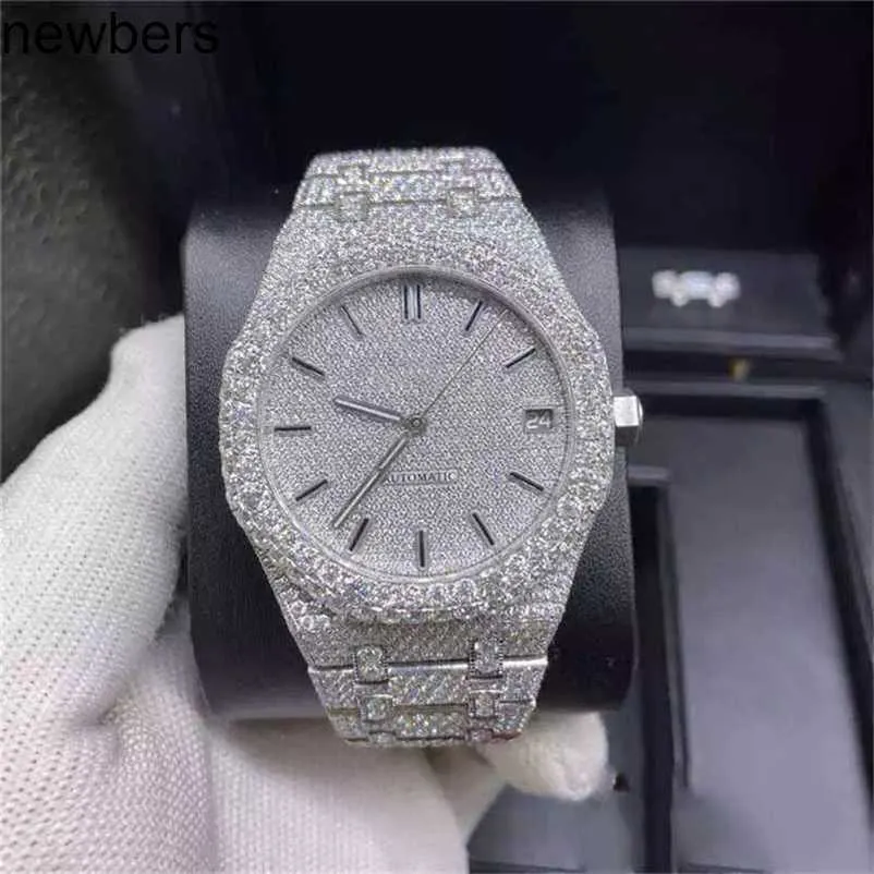 Diamonds AP Watch Apf Factory Vvs Iced Out Moissanit Kann nach dem Test getestet werden Luxusdiamanten Quarzwerk Iced Out Saphirsteine Silber t Op-Qualität Mechanisch Out 2QSIN