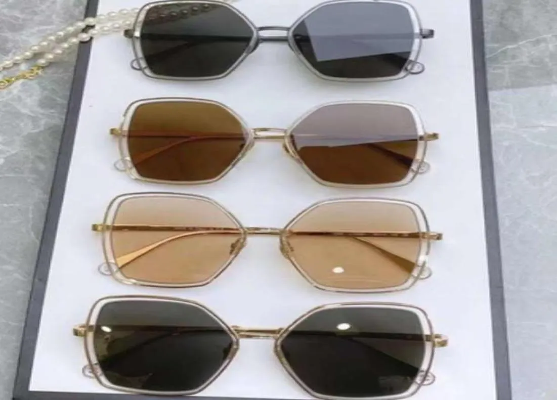 Sunglasses Metal Women With Pearls Chain Cutout Lenses0124212542