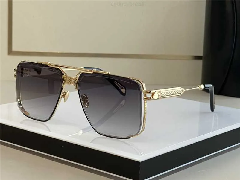 トップラグジュアリーメンズグラスThe Dawn Brand Metal Designer Sunglasses Square K Gold Hollow Frame High-End Top Quality Outdoor UV400アイウェア