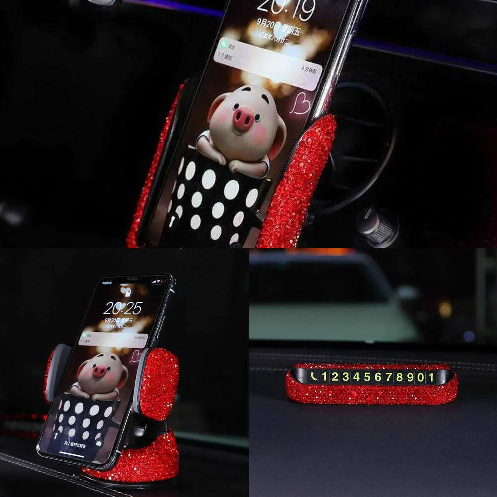 Upgrade Rode Bling Auto-accessoires Voor Vrouwen Interieur Leuke Set Meisjes Tissue Box Telefoonhouder Stuurhoes Diamond Auto Part decor