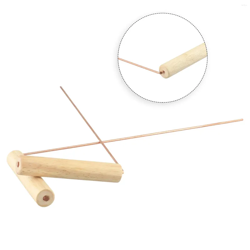 Outils de mesure, tige de sondes en cuivre pur 99.9% pour outil de Divination avec manche en bois, poteaux ronds, accessoire de trésor d'eau en bois