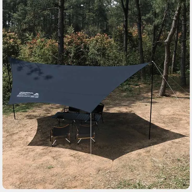 Tents and Shelters Black coating waterproof hexagonal umbrella outdoor silver coating UV resistant sunshade camping waterproof oilcloth24327