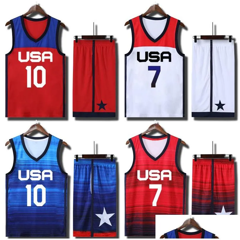 Outdoor Shirts Men Youth Kids Basketball Training Jersey Set Usa Team Tracksuits Breathable Jerseys Uniforms Customized Drop Delivery Dhp1Q