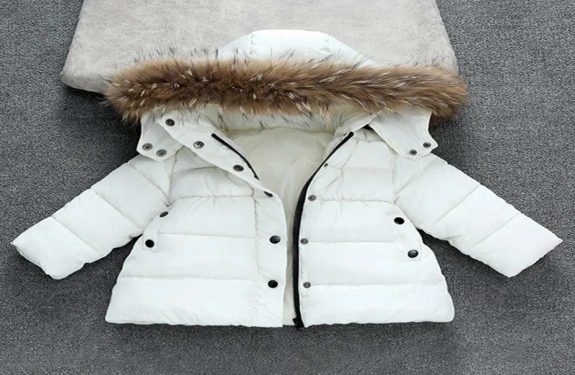 Kinderjas Baby Jongens Meisjes Winter Uitloper Kinderparka's Jassen Kind Warme Dikke Bontkraag Capuchon Lange Donsjassen7984738