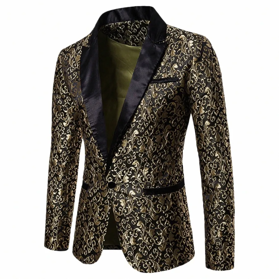 Hommes Floral Party Dr Costume Élégant Dîner Veste De Mariage Blazer De Bal Tuxedo Casual Busin Modèle Lg Manches Revers Costumes Y7zL #