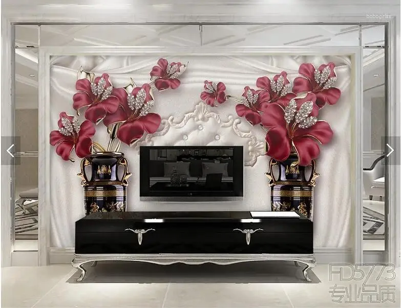 Wallpapers European Flower HD Wallpaper Custom Size 3D Mural Po For Living Room Sofa El Wall Decor Papel De Parede Sala