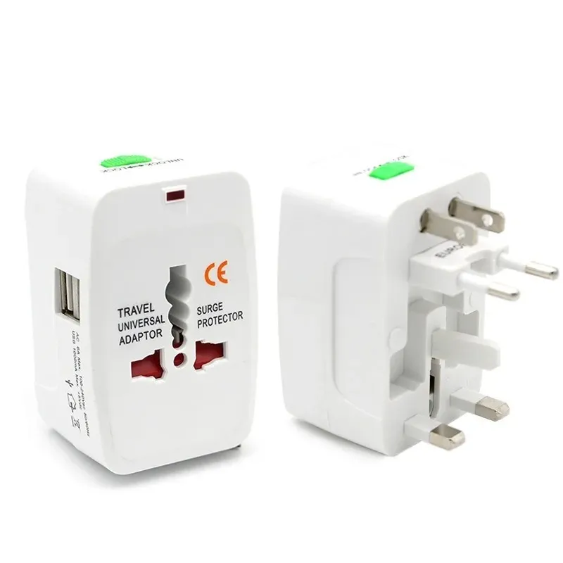 Allt i en Universal International Plug -adapter 2 USB Port World Travel AC Power Charger Adapter au US UK EU Converte