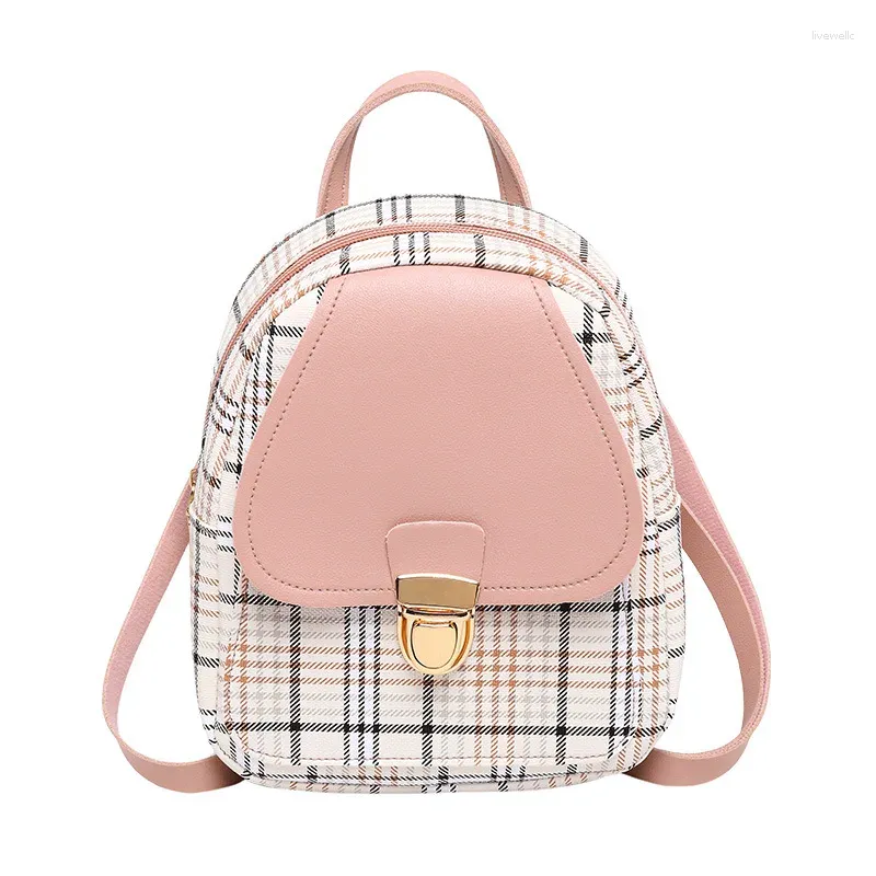 Shoulder Bags Mini Backpack Cross Body Bag For Teenage Girl Plaid Women Phone Purse Korean Style Trendy Female