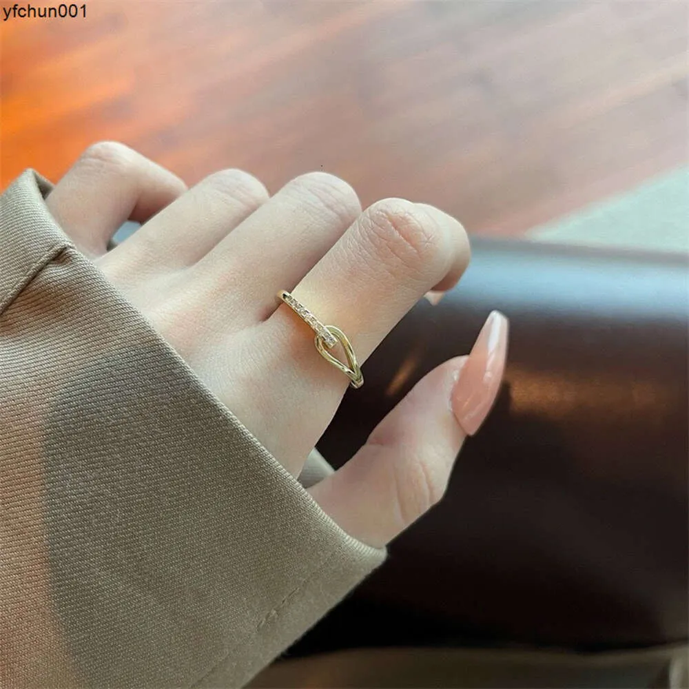 925 Sterling Silver Plated 14k Gold Temperament Cross Ring for Female Japanese and Bloggers Exquisite Zircon Stone Opening Adjustable Index Finger