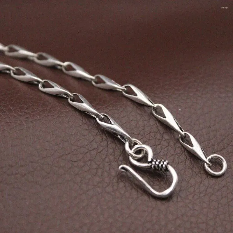 Zincirler Gerçek 925 Sterlling Gümüş 3.5mm Armut şekli bağlantı zinciri kolye 17.7inch l