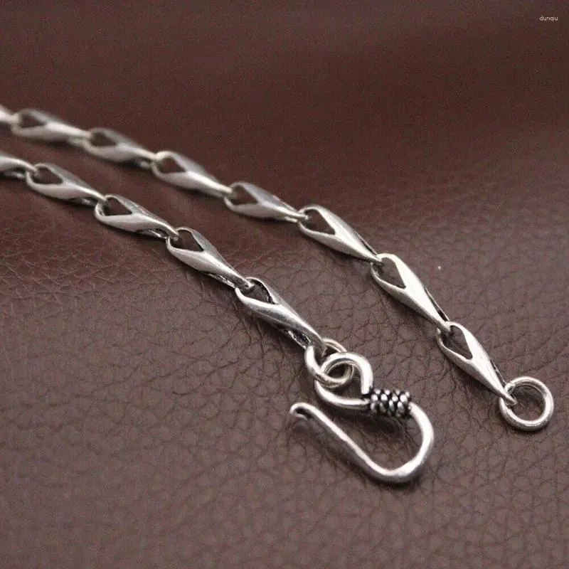 Chaînes Collier en argent sterling 925 véritable, chaîne à maillons en forme de poire de 3,5 mm, 17,7 pouces L