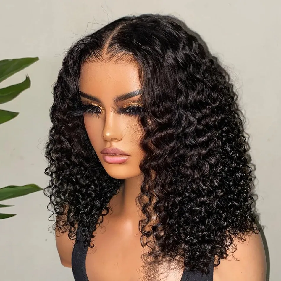 Curly Short Bob HD 13X6 Lace Frontal Human Hair Wigs Deep Water Wave 13X4 Lace Front Wig 5x5 Closure Glueless 100%Human Hair